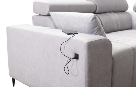 Rohová sedací souprava s funkcí spaní Castel II Lux světle hnědá levá pohodlná rohová sedací souprava do obývacího pokoje s pohodlným výsuvným podnožníkem