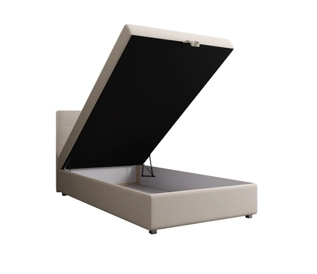 Kontinentální postel Flint 90x200 béžová v moderním skandinávském stylu s čalouněným čelem postele s úložným boxem