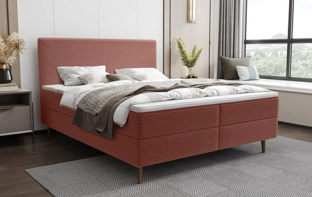Kontinentální postel Totti 160x200 Indická růžová stylová postel s úložným prostorem trojrozměrná tkanina s výraznými pruhy