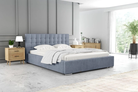 Čalouněná postel Umiky 180x200 modrá stylová postel s úložným prostorem na lůžkoviny pohodlný podhlavník zaujme svým elegantním designem