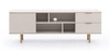 TV skříň Sula 150 cm béžová elegantní design dekorativní drážkované čelo se systémem otevírání push to open kovové vysoké nohy
