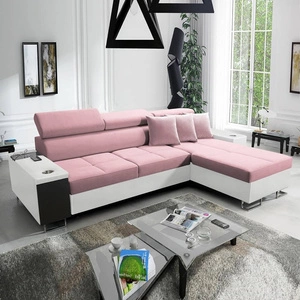 Rohová rozkládací pohovka Dafni indian pink / white velvet pravá strana pohodlí a funkčnost při každodenním odpočinku