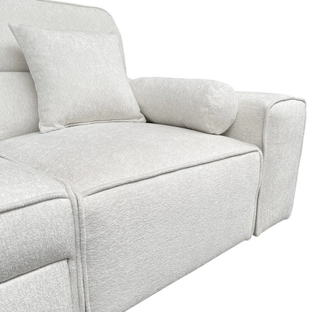 Rohová sedací souprava s funkcí spaní Viano XI světle šedá levá módní a stylová rohová sedací souprava s nastavitelnými opěrkami hlavy dekorativní polštáře