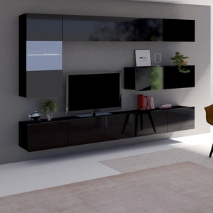 Nástěnná skříňka Apulia IV v černém lesku Výjimečně stylová nástěnná skříňka s jednoduchými nábytkovými díly, která se hodí do každého interiéru