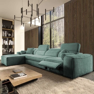 Rohová sedací souprava s funkcí spaní Viano XII Lux patina levý design Rohová sedací souprava do obývacího pokoje s pohodlnou výsuvnou opěrkou nohou