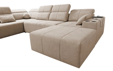 Rohová sedací souprava s funkcí spaní Tesalia VI šedý jasan pravá Moderní a pohodlná rohová sedací souprava s funkcí posuvného opěradla