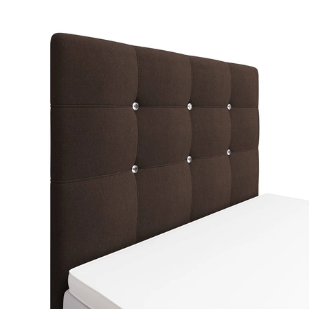 Hnědá kontinentální postel Kingston 90x200 v moderním skandinávském stylu s čalouněným čelem s krystaly postel s úložným boxem