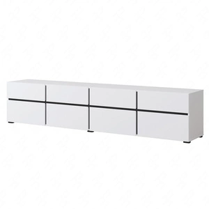 TV skříňka Cross 225 cm bílá jednoduchý tvar v moderním designu ideální skříňka do obývacího pokoje a obýváku geometrický tvar