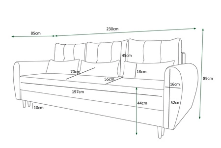 Pohovka s funkcí spaní Rovigo láhev zelená lehká forma s elegantním charakterem ideální pro každý interiér měkká tkanina
