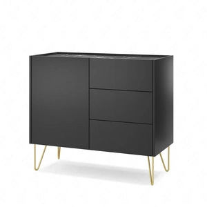 Zásuvková komoda Madison 97 cm černá grafitová / mramorová černá královský modernistický design dekorativní deska v mramorovém dekoru