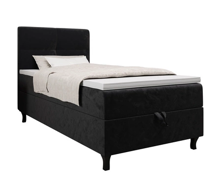 Kontinentální postel Melba 90x200 grafit v moderním skandinávském stylu s čalouněným čelem postele s úložným boxem