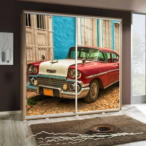 Posuvná skříň Artistino 205 cm s grafickým autem III Korpus skříně z dubu catania z desky o tloušťce 22 mm