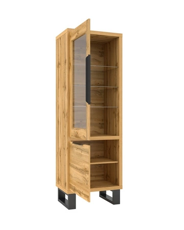 Sestava nábytku do obývacího pokoje Halle dub wotan stylový design stabilní kovová základna úchyty na hranách nábytek v loftovém stylu