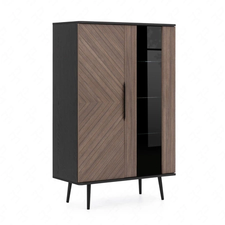 Nábytková sestava Tullio černá grafitová / captains deck elegantní obývací stěna se zajímavým designem úchytek na hranách