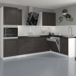 Sada rohového kuchyňského nábytku Silver 285x170 cm ideální pro interiéry ve skandinávském klasickém i moderním stylu