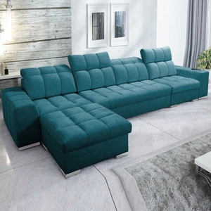 Pohovka na spaní Luigi XII tyrkysová levá stylová rohová pohovka do obývacího pokoje v minimalistickém a elegantním provedení