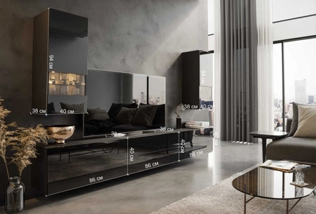 Nástěnná skříňka Pirgos bílá / bílý lesk Minimalistický design nástěnné skříňky pro obývací pokoj nebo zasedací místnost Systém push to open