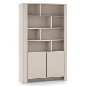Knihovna Bari 103 cm béžová funkční a moderní design tlumené barvy knihovna s dvířky v minimalistickém stylu
