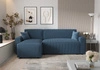 Rohová sedací souprava s funkcí spaní Brandon Bis modrá levá trojrozměrná tkanina s výrazným pruhovaným kontejnerem na lůžkoviny