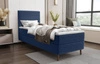 Kontinentální postel Totti 80x200 modrá stylová postel s úložným prostorem trojrozměrná tkanina s výraznými pruhy