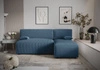 Rohová sedací souprava s funkcí spaní Brandon modrá pravý roh trojrozměrná tkanina s výrazným pruhem nádoba na lůžkoviny
