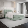 Kontinentální postel Flint 120x200 mint v moderním skandinávském stylu s čalouněným čelem postele s úložným boxem