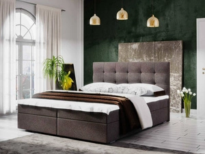 Kontinentální postel Flint 180x200 hnědá v moderním skandinávském stylu s prošívaným čelem
