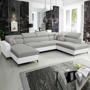 Rohová sedací souprava s funkcí spaní Savona VI šedý jasan / bílá levá pohodlná rohová sedací souprava do obývacího pokoje dvě nádoby na lůžkoviny