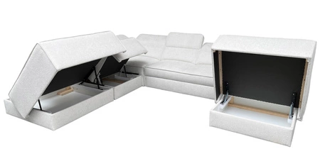 Rohová sedací souprava s funkcí spaní Viano X krémová pravé provedení rohová sedací souprava do obývacího pokoje v moderním stylu nastavitelné opěrky hlavy