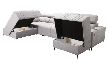 Rohová pohovka s funkcí spaní Castel VI hnědá pravý roh pohodlná a elegantní se dvěma nádobami na lůžkoviny