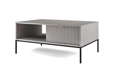 Šedý konferenční stolek Lovro se zásuvkami moderní design deska odolná proti polití