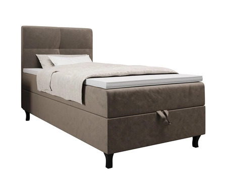 Kontinentální postel Melba 100x200 světle hnědá v moderním skandinávském stylu s čalouněným čelem postele s úložným boxem