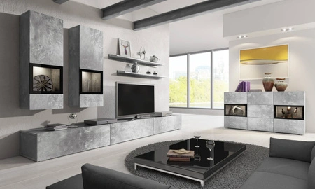 Komoda Baros 132 cm světlý beton moderní tvary v jedinečném stylu