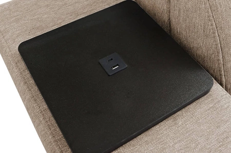 Rohová sedací souprava s funkcí spaní Tesalia VIII medová levá pohodlná rohová sedací souprava do obývacího pokoje s inovativní funkcí posuvného opěradla