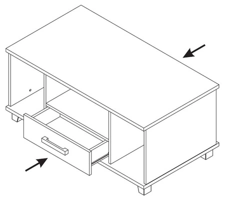 Konferenční stolek se zásuvkami Maximus 110 cm dub sonoma světlý moderní design hrana stolku je upravena speciální dýhou ABS