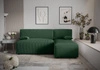 Rohová sedací souprava s funkcí spaní Brandon zelený pravý roh trojrozměrná tkanina s výrazným pruhem lůžkoviny kontejneru
