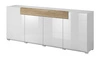 Komoda Toledo 208 cm bílá / bílý lesk / san remo světlý moderní design čela komody jemně prohnutá