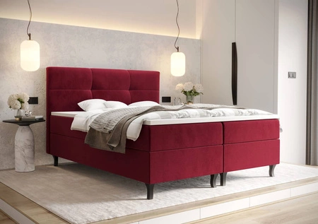 Vínová kontinentální postel Melba 160x200 v moderním skandinávském stylu s výrazným čelem
