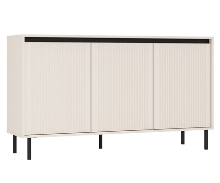 Nábytek Osaka béžová / černá moderní design podtržený módními barvami vysoké kovové černé nohy vkusné rýhované čelo