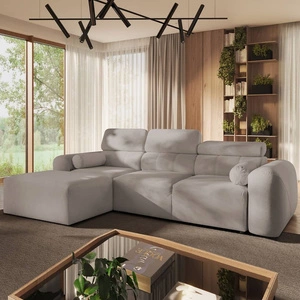 Cantare rohová pohovka s funkcí spaní šedý jasan levá funkční a pohodlná rohová pohovka s moderním designem plyšová látka