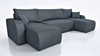Rohová sedací souprava s funkcí spaní Fiesta U tmavě šedá rohová sedací souprava zajímavého tvaru s látkou s plyšovým povrchem nádoby na lůžkoviny