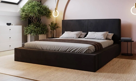 Čalouněná postel Belli 160x200 černá stylová postel s úložným prostorem na lůžkoviny pohodlný podhlavník zaujme svým elegantním designem