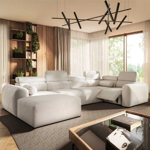 Rohová pohovka s funkcí spaní Cantare IV Lux slonové kosti Levá Pečlivě zpracovaná rohová sedačka do obývacího pokoje se zvedací opěrkou nohou