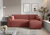 Rohová sedací souprava s funkcí spaní Brandon Bis Indian pink pravý roh trojrozměrná tkanina s výraznými pruhy nádoba na lůžkoviny