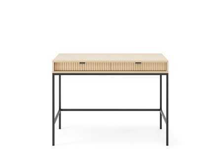 Dubová konzola Lovro Vicenza se zásuvkami stylový a funkční kus nábytku do předsíně, obývacího pokoje nebo kanceláře kontrastní černé doplňky