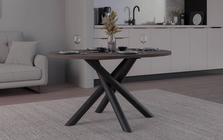 Lyon stůl 100x138 cm wisconsin ořech / černá stylový jídelní stůl na designových pavoučích nohách výškově nastavitelný