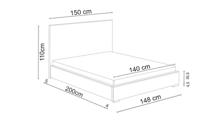 Čalouněná postel Reus 140x200 mint s čelem v moderním stylu ideální do ložnice