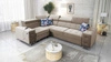 Rohová pohovka s funkcí spaní Hampton II béžová levá strana stylová rohová rozkládací pohovka měkké čalounění typ látky samet