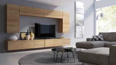 Nástěnná skříňka Apulia 45 cm dub zlatý minimalistický design stylová vitrína do obývacího pokoje jednoduchý design, který se hodí do každého interiéru