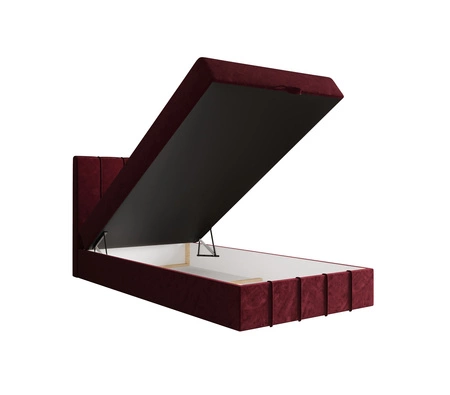 Vínová kontinentální postel Casey 100x200 v moderním skandinávském stylu s čalouněným čelem postele s úložným boxem